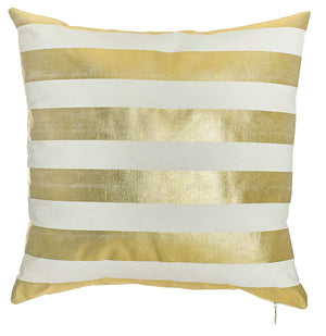 Gold and Ivory Wide Stripe Decorative Throw Pillow Cover