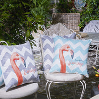 Flamingo and Gray Chevron Decorative Throw Pillow Cover.