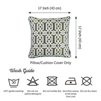 Khaki Green and White Jacquard Geo Decorative Throw Pillow Cover