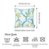 Square White Blue And Green Coral Decorative Throw Pillow Cover