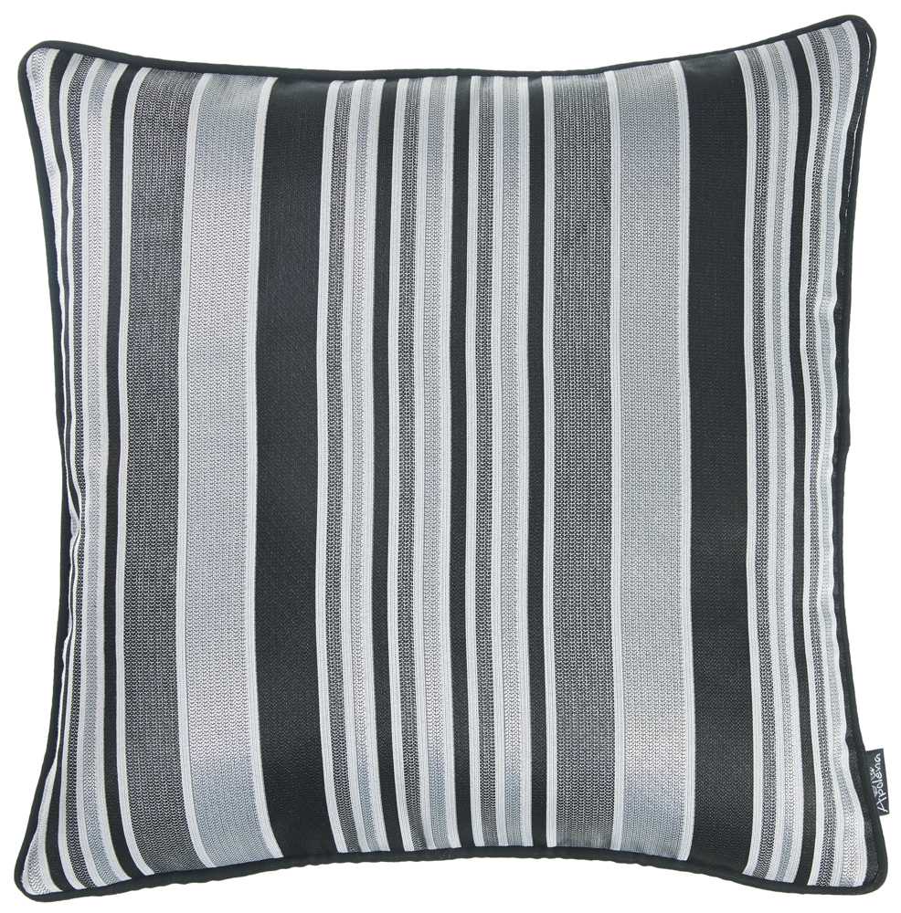 Gray and Black Variegated Stripe Decorative Throw Pillow Cover