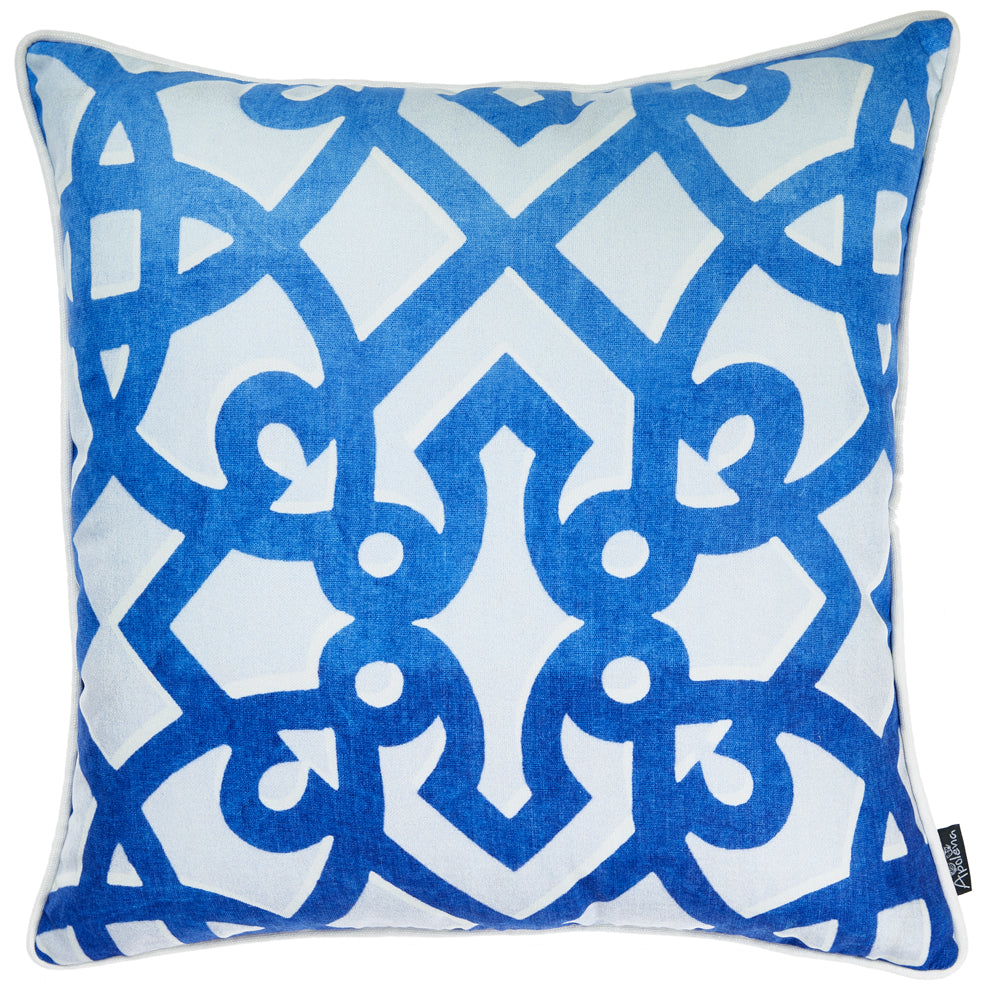 Blue Trellis Decorative Throw Pillow Cover Printed