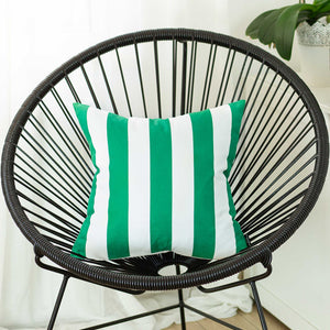 Green and White Sailing Stripes Throw Pillow Cover.