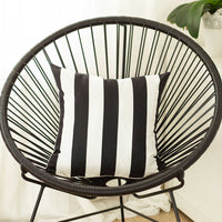 Black and White Cabana Stripe Geometric Decorative Throw Pillow Cover