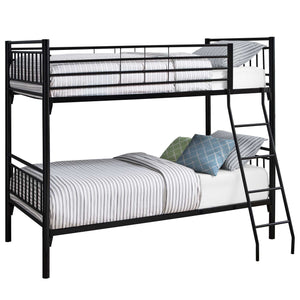 56.75"x 78.5"x 65.75" Bunk Bed Twin Size Detachable Black Metal