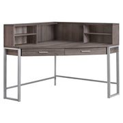 47.5"x 47.5"x 42" Computer Desk Dark Taupe Corner Silver Metal