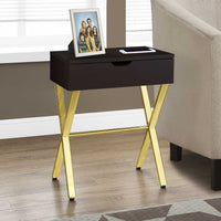 12"x 18.25"x 22.25" Accent Table Cappuccino Or Gold Metal