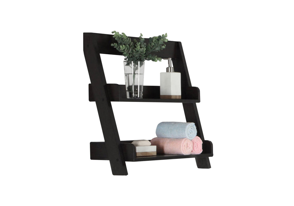 9"x 25.25"x 23.5" Bathroom Accent Cappuccino Wall Mount Shelf