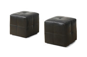 24"x 24"x 24" Ottoman 2pcs Set Juvenile Dark Brown Leather Look