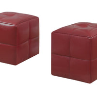 24"x 24"x 24" Ottoman 2pcs Set Juvenile Red Leather Look