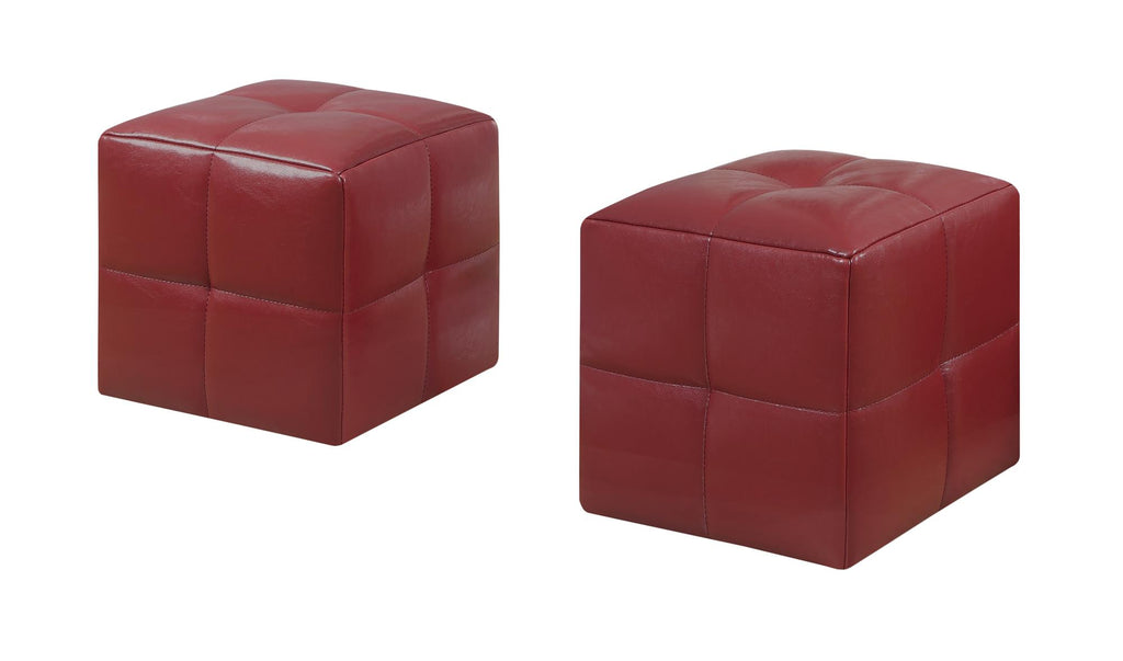 24"x 24"x 24" Ottoman 2pcs Set Juvenile Red Leather Look