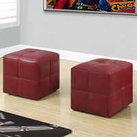 24"x 24"x 24" Ottoman 2pcs Set Juvenile Red Leather Look