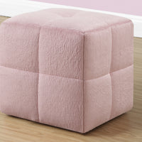 24"x 24"x 24" Ottoman 2pcs Set Juvenile Fuzzy Pink Fabric