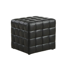 16.75"x 16.75"x 17" Ottoman Black Leather Look Fabric