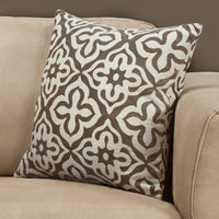 18"x 18" Pillow Dark Taupe Motif Design 1pc