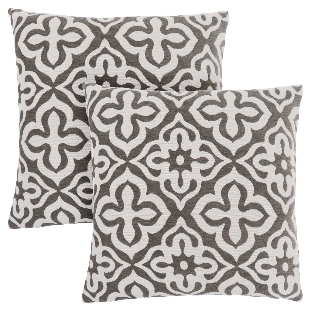 18"x 18" Pillow Dark Taupe Motif Design 2pcs