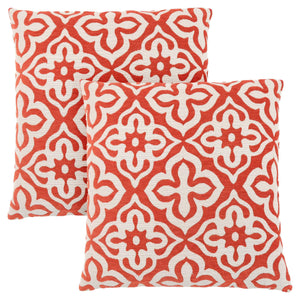 18"x 18" Pillow Orange Motif Design 2pcs