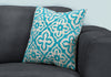 18"x 18" Pillow Teal Motif Design 1pc