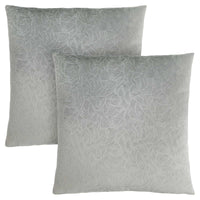 18"x 18" Pillow Light Grey Floral Velvet 2pcs