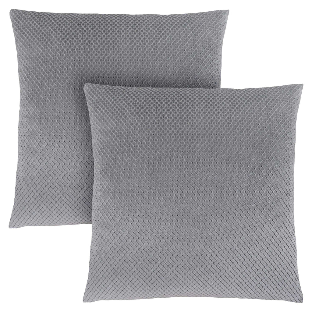 18"x 18" Pillow Silver Diamond Velvet 2pcs