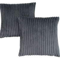 18"x 18" Pillow Grey Ultra Soft Ribbed Style 2pcs