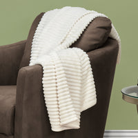 50"x 60" Throw Ivory Ultra Soft Ribbed Style