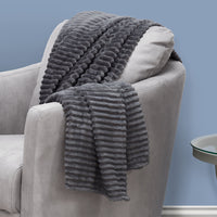 50"x 60" Throw Grey Ultra Soft Ribbed Style