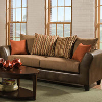 89" X 33" X 37" McLarin Saddle and Council Mocha 100% PU, 60% Acrylic-40% Olefin Patch Sofa