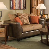 62" X 33" X 37" McLarin Saddle and Council Mocha 100% PU, 60% Acrylic-40% Olefin Patch Loveseat