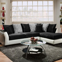 111" X 75" X 37" Jefferson Black Avanti White 100% Polyurethane-100% Polyester Velvet 2 pc Sectional