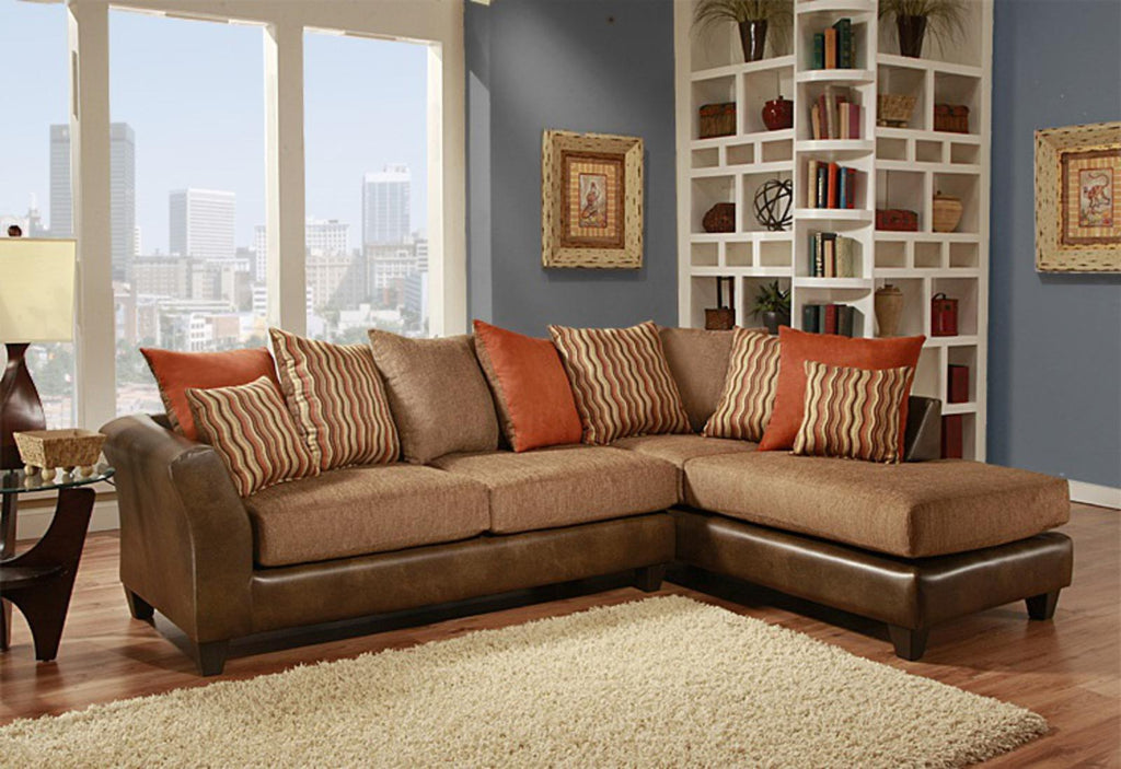 111" X 75" X 37" McLarin Saddle Council Mocha 100% Polyurethane-100% Polyester Chenille 2 pc Sectional