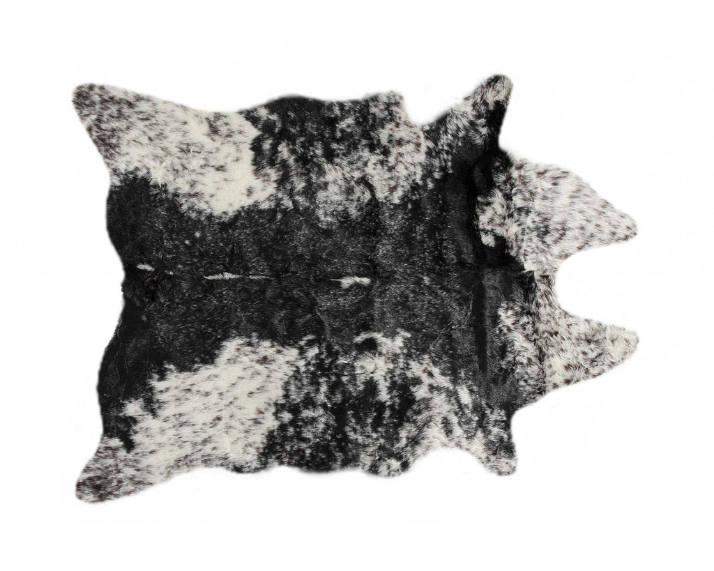 0.8" x 60" x 51" Acrylic Plush, Polyester S&amp;P Black White Rug