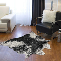 0.8" x 60" x 51" Acrylic Plush, Polyester S&amp;P Black White Rug