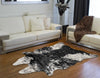 0.8" x 90" x 63" Acrylic Plush, Polyester S&amp;P Black White Rug