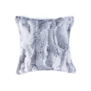 5" X 18" X 18" 100% Natural Rabbit Fur Grey Pillow