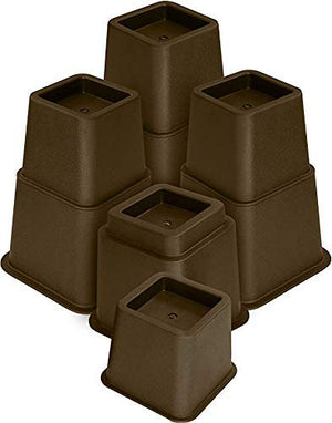 3" 5" or 8" Brown Adjustable Bed Risers or Furniture Legs Set of 4