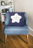 Blue Square Accent Pillow with Nautical White Star