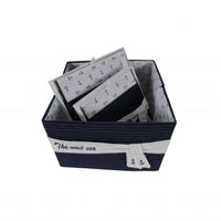 Set of 3 Blue and White Nautical Covered Storage Boxes