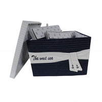 Set of 3 Blue and White Nautical Covered Storage Boxes