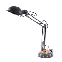 33" Black Metal Desk Table Lamp With Black Bowl Shade