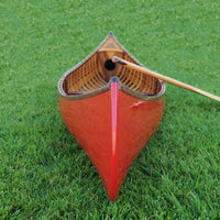 26.5" x 117" x 20" Red Wooden Canoe With Ribs Curved Bow