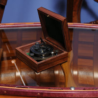 3.25" Antiqued Brass Sundial Compass in RoseWood Box