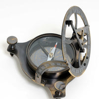 3.25" Antiqued Brass Sundial Compass in RoseWood Box