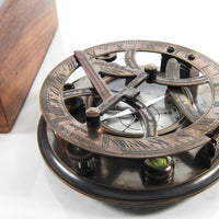 5" x 5" x 4" Sundial Compass in Wood Box Large