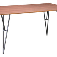 63" x 35.4" x 29.9" Walnut &amp; Black, Walnut Veneer, Painted Steel, Dining Table