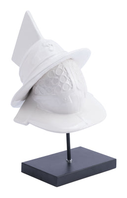 White Ceramic Military Helmet Sculpture