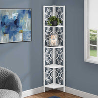 15.5" X 11" X 61.5" White Metal Corner Etagere Bookcase