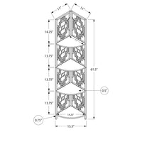 15.5" X 11" X 61.5" White Metal Corner Etagere Bookcase