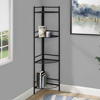 18.5" X 13.5" X 57.75" Black Metal Corner Etagere Bookcase