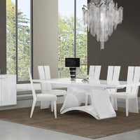 98.5" X 43.5" X 30" White Dining Table and 6" Chair Set